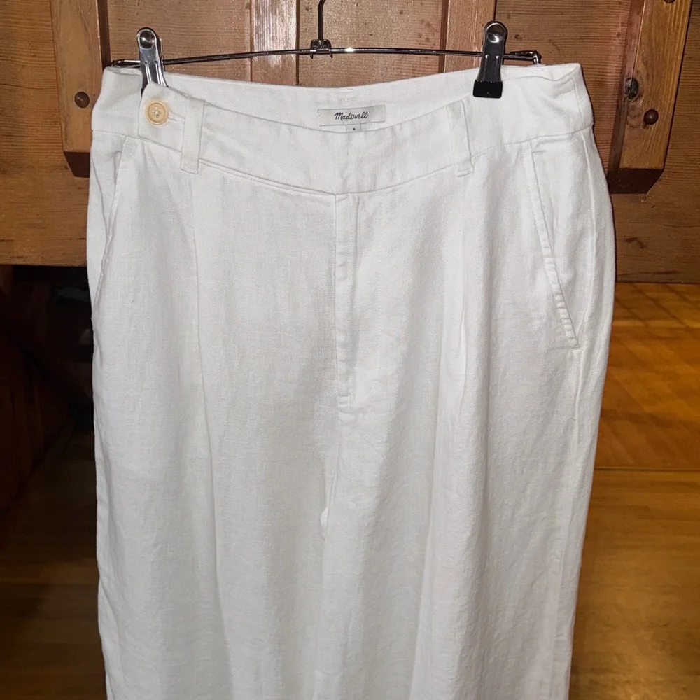 Madewell size 8 NWT NEW White Wide-Leg Linen Pants - Picture 9 of 12